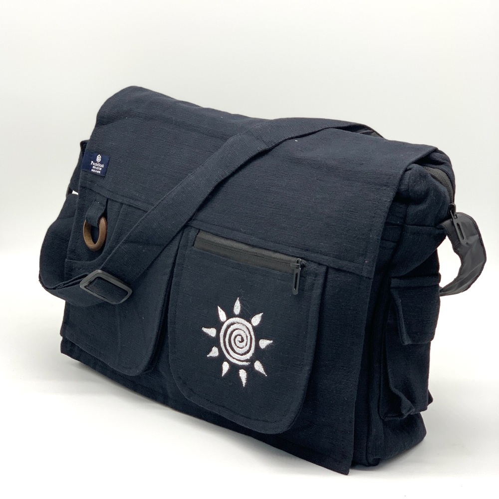 Cotton Laptop Bag Swirl Embroidery